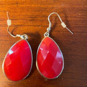 Bundle 3 for $12.  Red Tear Drop Dangle Earrings